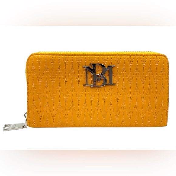 Badgley Mischka NWT  Yellow Braid Quilted Long Wallet Ret $49 Vegan Leather
